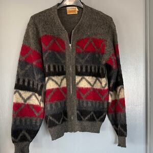 Vintage  Wool & Mohair Campus  Nordic Full Zip Sweater Women’s M Made in USA